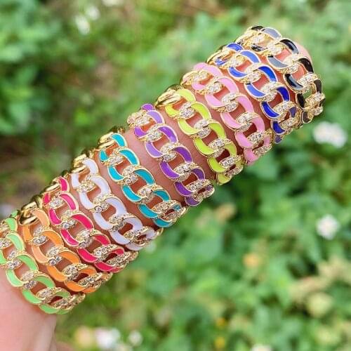 8Pcs New Handmade Fashion Design Enamel Colored Zircon Twist Adjustable Brass Ring For Women