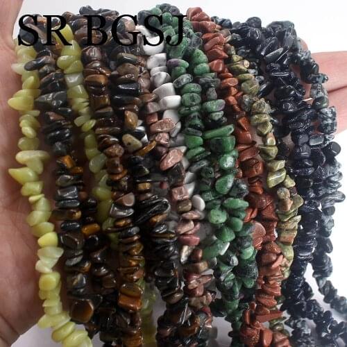 Free Shipping 6-8mm Wholesale Long Strand Freeform Gems Chips Natural Stone DIY Beads Jewelry Making 34"