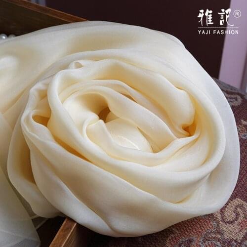 Beige Yellow Silk Scarf Women Solid Color Hangzhou 100% Silk Scarf Shawl Long Scarf Spring Autumn Winter Summer