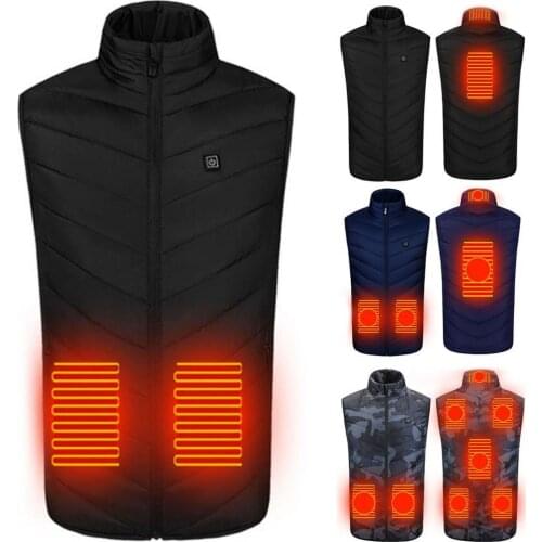 Sleeveless Stand Collar Unisex Waistcoat USB Heated Thicken Warm Zipper Closure Winter Heating Jacket Thermal Clothing