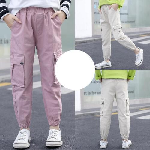 Kids Running Track Pants High Waist Cargo Pants 2020 New Arrivals Girls Letter Running Pants Fashion Style Cargo Pants Clothing