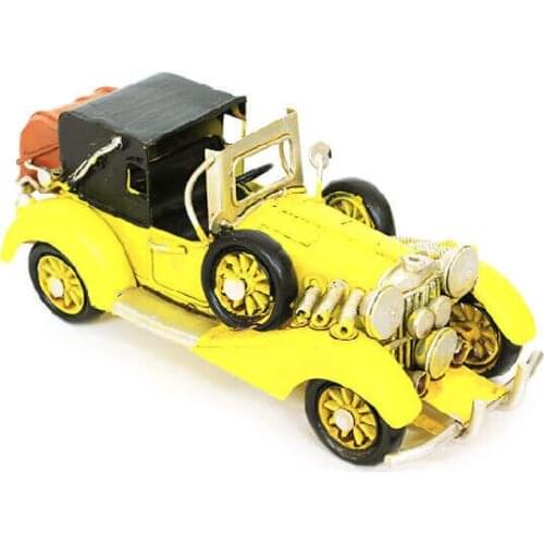 Decorative Metal, Yellow Car- Trinket, Miniature, Gift,Vintage Nostalgic - Handmade and hand painted - Quality Durable