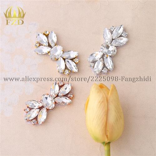 FZD 1 Pair Hot Fix All Rhinestones Appliqued and small patch Trimming for Shoes Decorative Patch Sticker Shoe-buckie