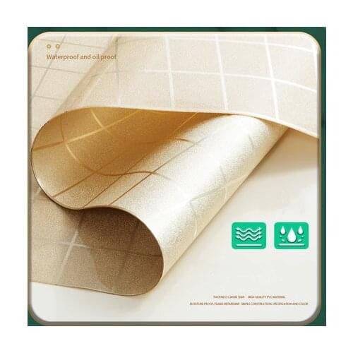 Hot Sale Champagne Gold And Mable Pattern Waterproof Table Mat PVC Table Cloth Protect The Dining Table Home Decoration