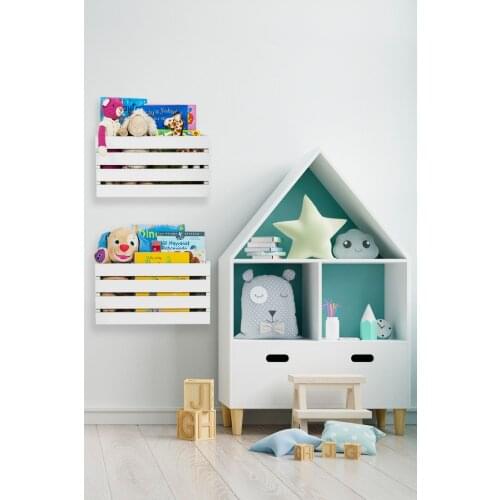 Toy Book Shelf Montesori Toy Box MDF Made Wall Mounted Kids Living Room