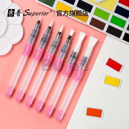 Superior 3/6 PCS Water injection type Paint Brush Soft Watercolor Brush Pen for Painting Calligraphy Drawing Art Supplies