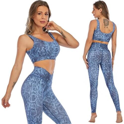 2 Piece Sexy Gym Set High Waist Woman Sports Bra Yoga Pants Sportswear Fitness Workout Slim Stretch Running Tights Sportswear