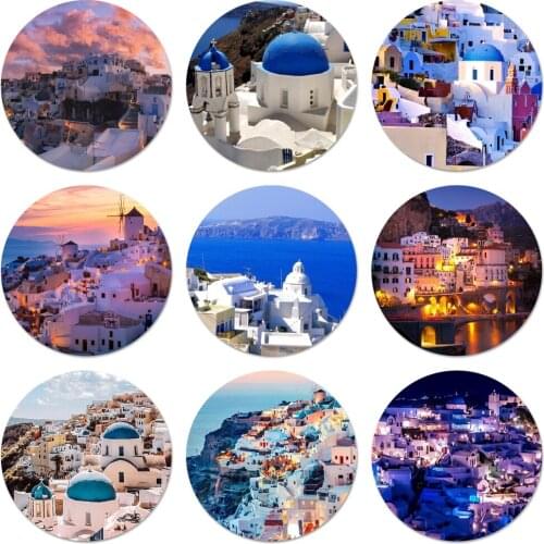 58mm Beautiful greece sceneary Icons Pins Badge Decoration Brooches Metal Badges For Clothes Backpack Decoration
