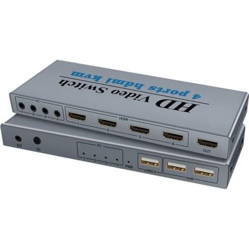 Free Shipping HDMI-compatible KVM Switch 4 In 1 Out 4 Port 4K Converter For 4 PC Sharing One Monitor Keyboard Mouse Printer