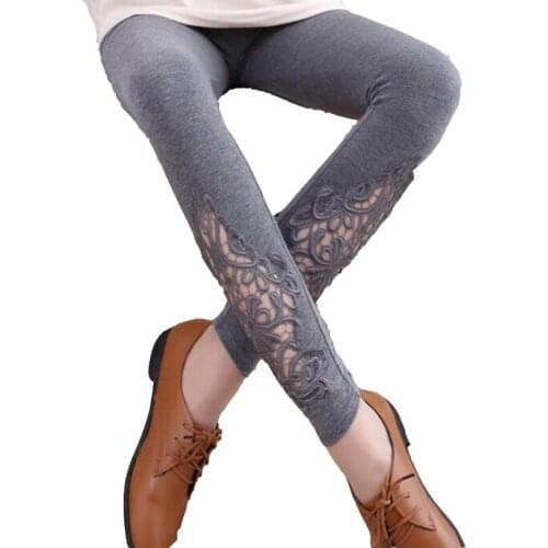 YSDNCHI Summer Pants Women Knitted Fitness Legging Hollow Out Cotton Legging Lace Diamond Flower Leggins Mid Waist