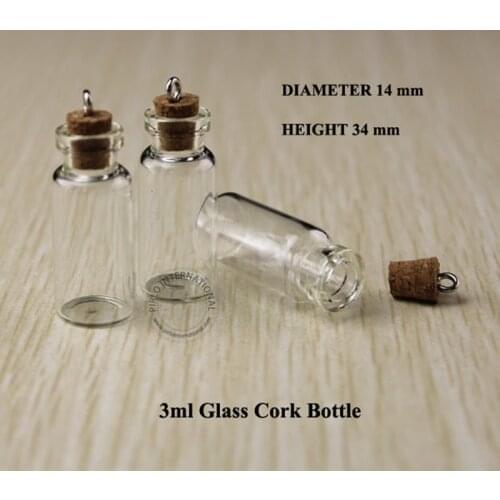 100pcs 3ml Wood Cork Glass Bottle Vial Mini Bottle Vial clear gift bottle small wishing perfume display bottle Vintage Glassware