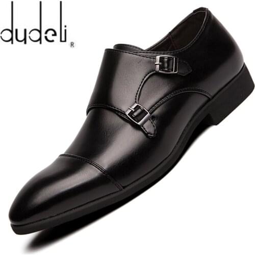 2020 Pointed Toe Men Dress Shoes Fashion Buckle Business Casual Shoes British Style Big Size 48 Party Wedding Zapatos Hombre