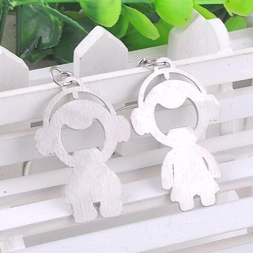 200pairs/lot 2015 New Zinc Alloy Boy Girl with Headphone Couple Keychains Novelty Keyrings for Lovers