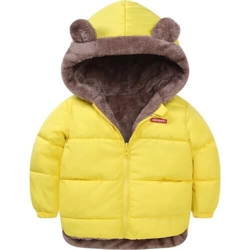 Toddler Girl Fleece-Lined Critter Hooded Jacket Children Kids Padded Jacket with Fleece Hood Children Zipper Hooded down Jacket