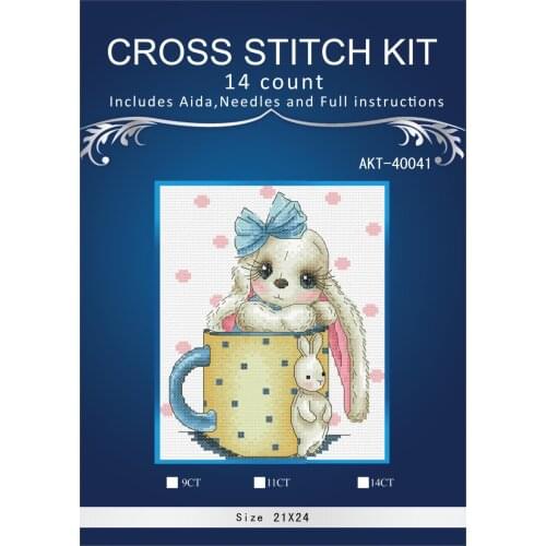 Oneroom Needlework,DIY Cross Stitch,Sets For Embroidery kits,14CT&16CT,Cup of small rabbit
