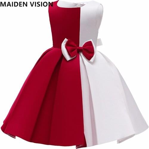 Kids Dress for Girls summer Wedding Vintage Girl Dress Satin Bow tutu Princess Party Pageant Formal Gown For Teen Children Dress