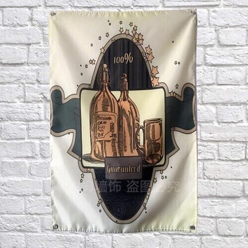 WINE BEER Banners Hanging Flag Wall Sticker restaurant Cafe beer workshop Restaurant locomotive club Live background decoration