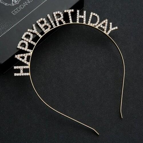 Happy Birthday Headbands Gold Silver Alloy Hair Clips Hair Ornaments Birthday Party Decoration Kids Birthday Hats Crown