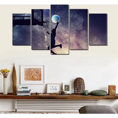 Slam Dunk Cartoon Poster Canvas Prints Starry Sky Moon Abstract Wall Art Canvas Painting for Kid Bedroom Wall Decor Dropshipping