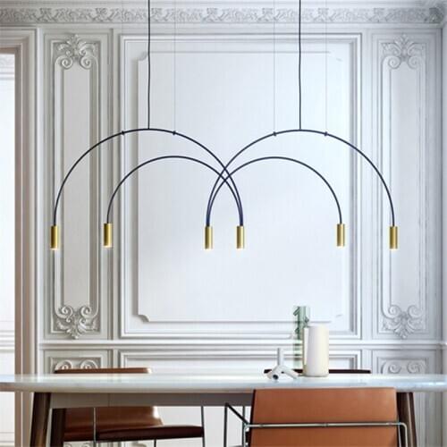 Modern Restaurant Geometric Semicircle Arched Chandelier Designer Atmosphere Dinning Room Coffee Shop Led Lamp Free Shipping