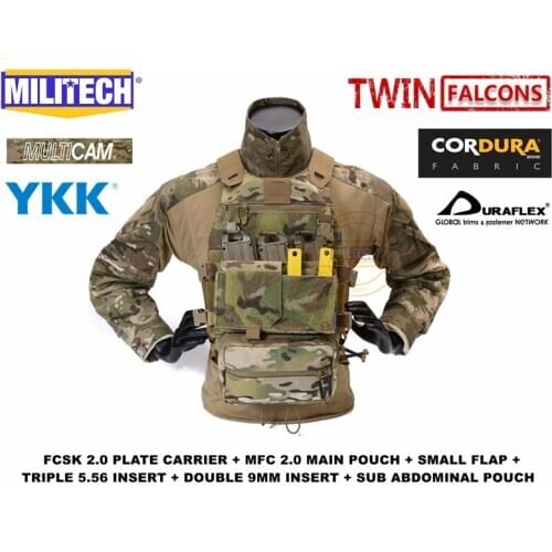 MILITECH FCSK 2.0 Slickster Tactical Plate Carrier Loadout Set Deal With MFC 2.0 Mil Spec Main Pouch And Lower Accessories Pouch