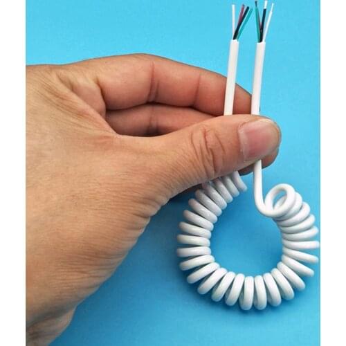 USB Charger Wire Cable 4-core Spiral DIY Data Cable Extension Cable black / white Outer Diameter 3.0mm Stretch 50-70cm