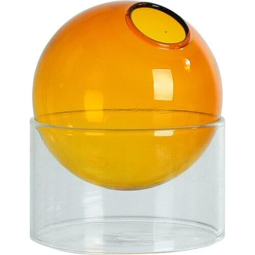 Glass Vase Hydroponic Color Round Vase Home Decoration Living Room Decoration Mini Glass Vase Desktop Ornaments 8X8X10cm LBS