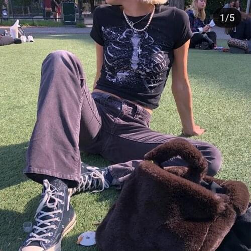 2021 Summer New Fashion Women Casual T-shirt, Adults Summer Printed Round Neck Short Sleeve Pullover,Black/White