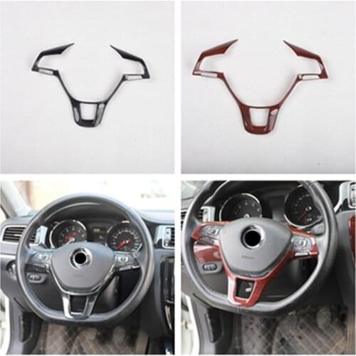 1pc Car stickers ABS carbon fiber grain steering wheel decoration cover for Volkswagen vw 2015-2018 Jetta 6 MK6