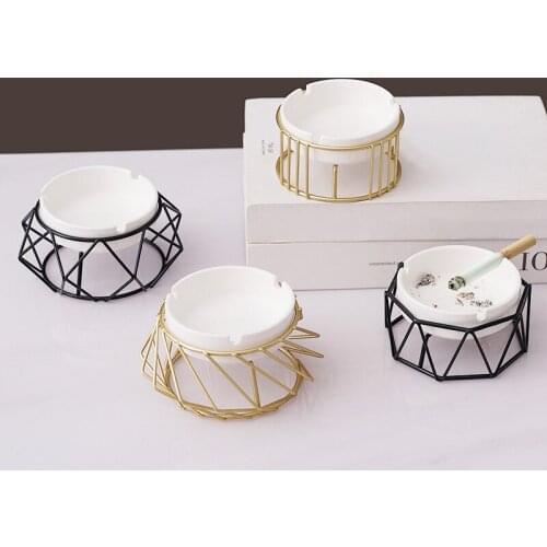 1PC Ceramic Ashtray Hollow Out For Home Office Car Geometric Figure Ornament Creative High Quality Smoking Clean Accessories