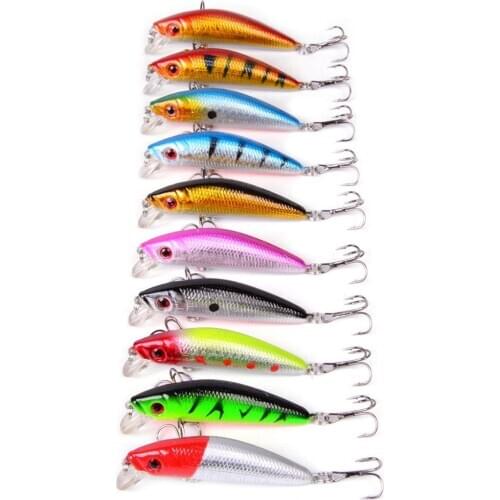 10PCS/Set Minnow Fishing Lure 70mm 8g 3D Eyes Artificial Wobblers Hard Crankbait For Carp Bass Pike Fishing Tackle