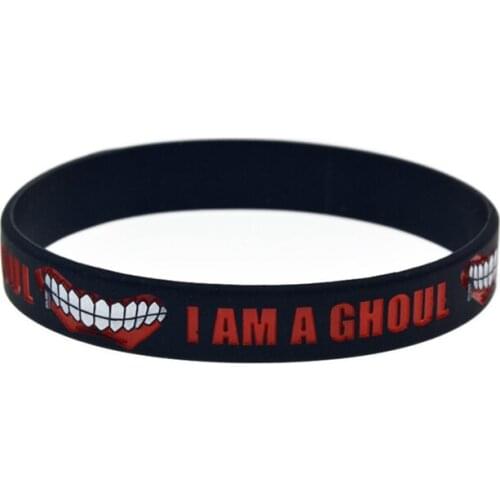 2 Colors Words Printed Wirstband Cosplay Accessories Gift Fashion Japan Anime Tokyo Ghoul Silicone Rubber Bracelet Bangle
