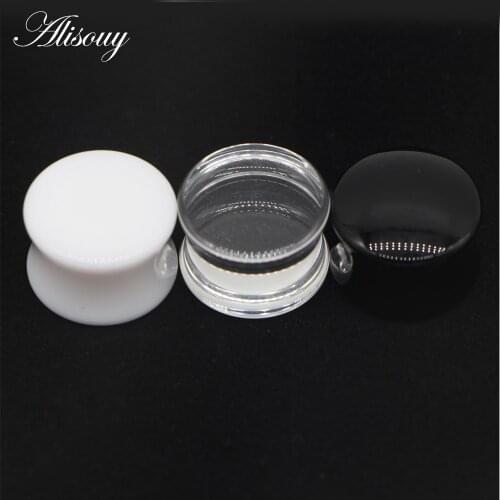 Alisouy 2pcs Ear Piercing Acrylic Saddle Plugs Tunnels Gauges Black White Body Jewelry Earrings Expander Fashion Stretcher Ring