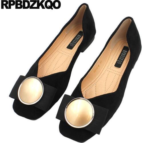 2018 chinese large size purple driving suede black bow metal ladies beautiful square toe designer women cheap shoes china flats