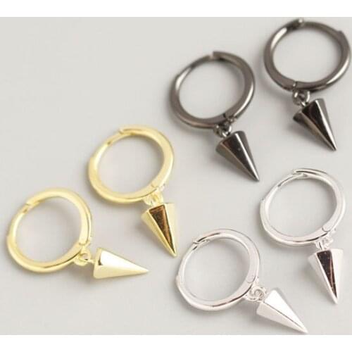 2021 New 925 Sterling Silver Punk Rivets Charm Piercing Stud Earring For Women Girls Jewelry Pendientes Accessories eh873