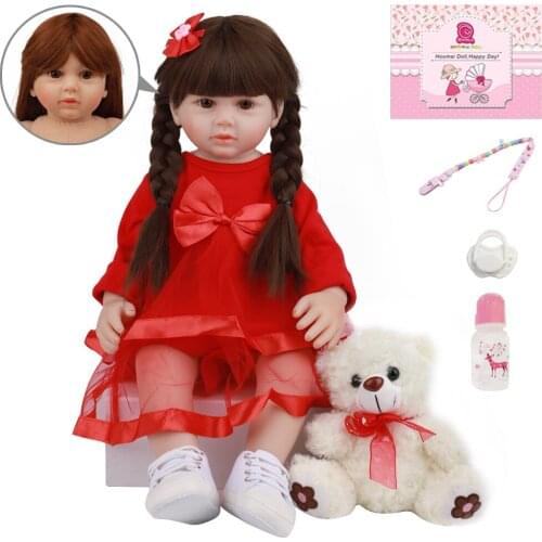 24'' Fashion Real Bebe Reborn Girl Doll Silicone Soft Cotton Body 60 CM Lovely Reborn Princess Baby Dolls For Children Gifts