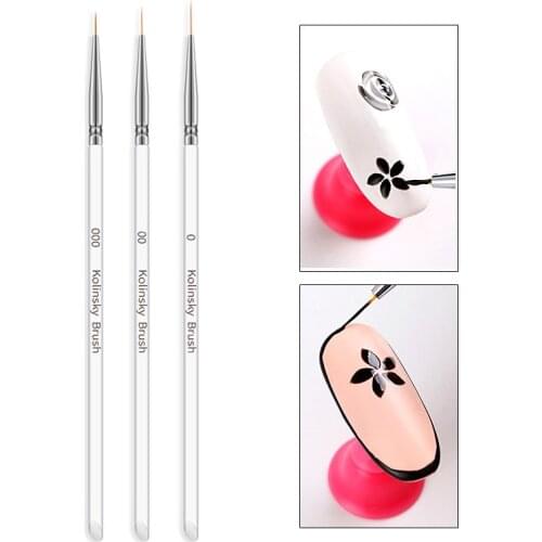 3 Pcs Nail Art Brush for Nails Varnish Uv Gel Polish Dotting Tools Brushes for Manicure Drawing Painting Pen Nail Markers Penci