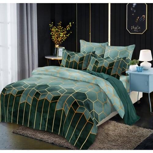 Green Geometric Duvet Cover Set 3pcs Marble Print Geometric Design Bedding Queen King Size Comforter Cover 220*240