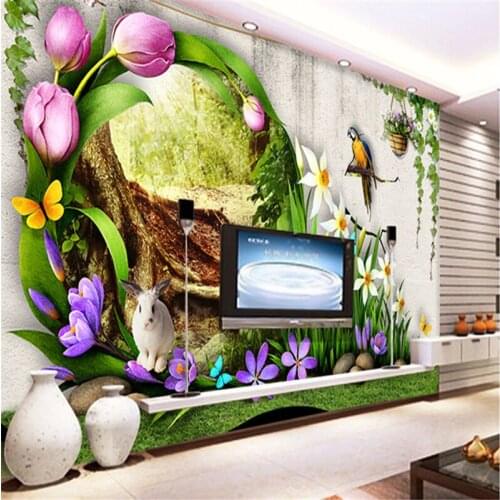Beibehang Personalized custom 3D flower forest green living room over the childrens room wallpaper mural wallpaper