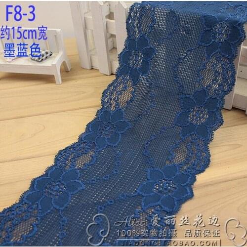 5 Meters/lot High Quality Blue Embroidered Lace Fabric for Wedding 15cm Width Free Shipping