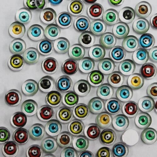 6mm Mixed Random Eyes Round Glass Cabochon Flatback Photo Dome Accessory Pendant Base In Pairs 50pcs/lot K05474