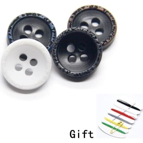 9/10/11mm Laser Black Small Shirt Buttons For Clothing Tops Cardigan Men Decorative 4 Holes Handmade DIY Accessories Wholesale