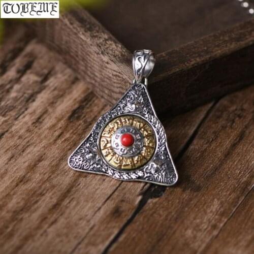 925 Silver Nine Direction Eight Symbols Turning Pendant Tibetan Direction-Symbol Pendant Buddhist Vajra Pendant Good Luck Amulet