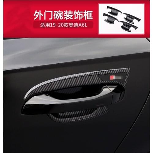 Accessories Fit For Audi A6L 2019-2021 ABS Outside Car Door Pull Doorknob Handle Bowl Cover Kit Trim