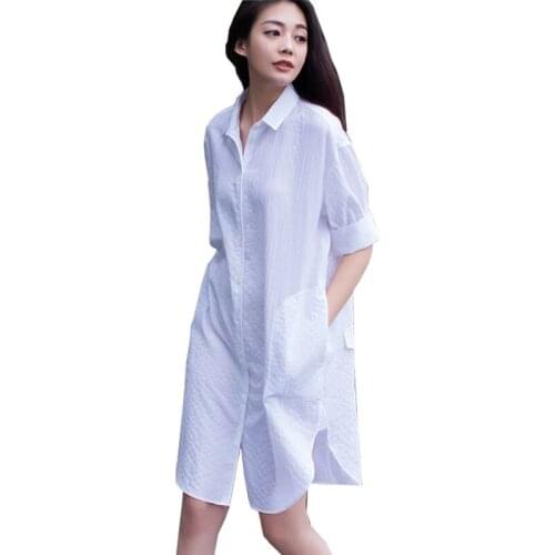 White Blouse Shirt Big Size Oversize Woman Summer Short Sleeves Long Boyfriend Style Loose Tops Clothes
