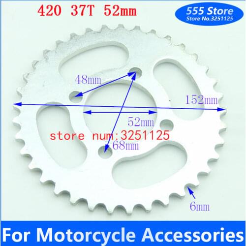 Free shipping Steel 420 37T Tooth 52mm Rear Chain Sprocket For 110cc 125cc Chinese ATV Quad Pit Dirt Bike Taotao Sunl Motorcycle
