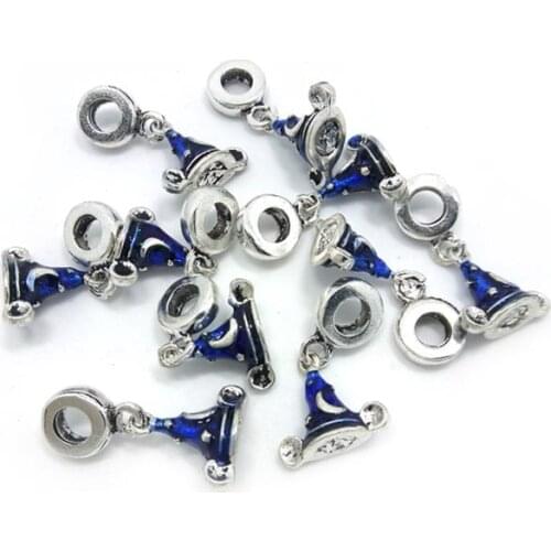 Free shipping 2017 new 20pcs 29x15mm big hole blue oil-drip Magic cap beads fit European bracelet DIY