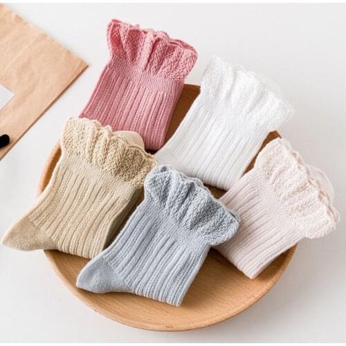 Baby Short Socks Sweet Lace Ruffle Sock Newborn Cotton Baby Toddler Sock Princess Girls Soft Dress Sock for Children Socks 0-12Y