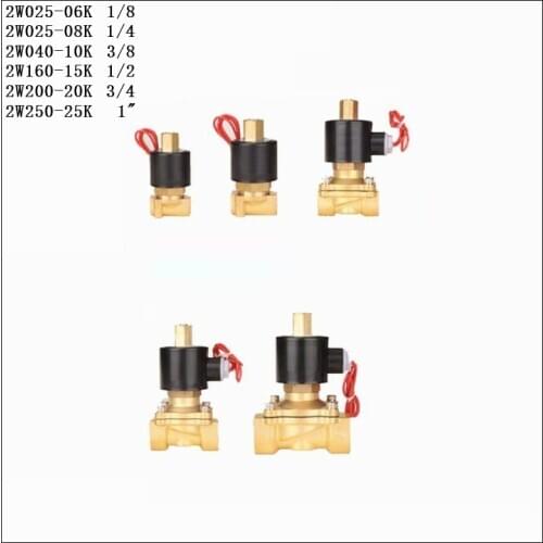 2W-040-10K 3/8" N/O Brass Electric Solenoid Valve DC12V DC24V AC110V AC220V Normally Open Type Solenoid Valve For Water Oil Air