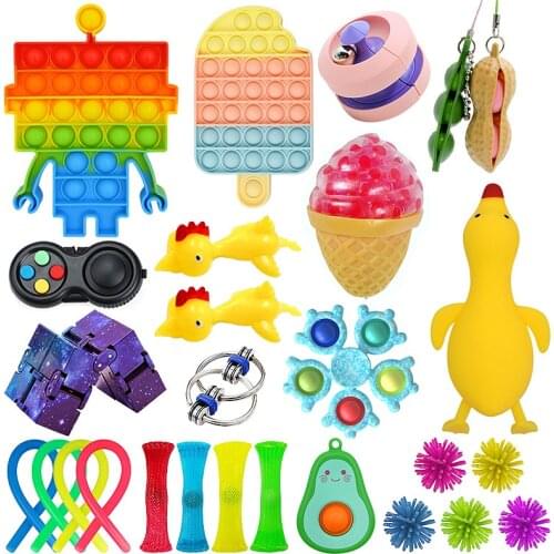 Fidget Toys Anti Stress Set Stretchy Strings Push Bubble Gift Pack Antistress Toy Squishy Sensory Relief Figet Toys Lot